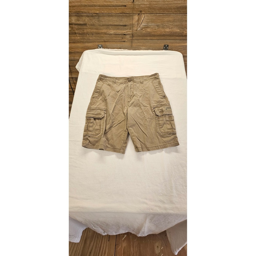 Unionbay Mens Khaki Tan Cargo Shorts Size 34 Cotton Stretch Utility Pockets
